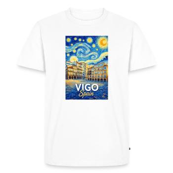 Vigo Spain - Men's Premium Organic T-Shirt - white - Front - Nico (187cm)