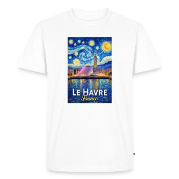 Le Havre, France - Men's Premium Organic T-Shirt - white - Front - Nico (187cm)