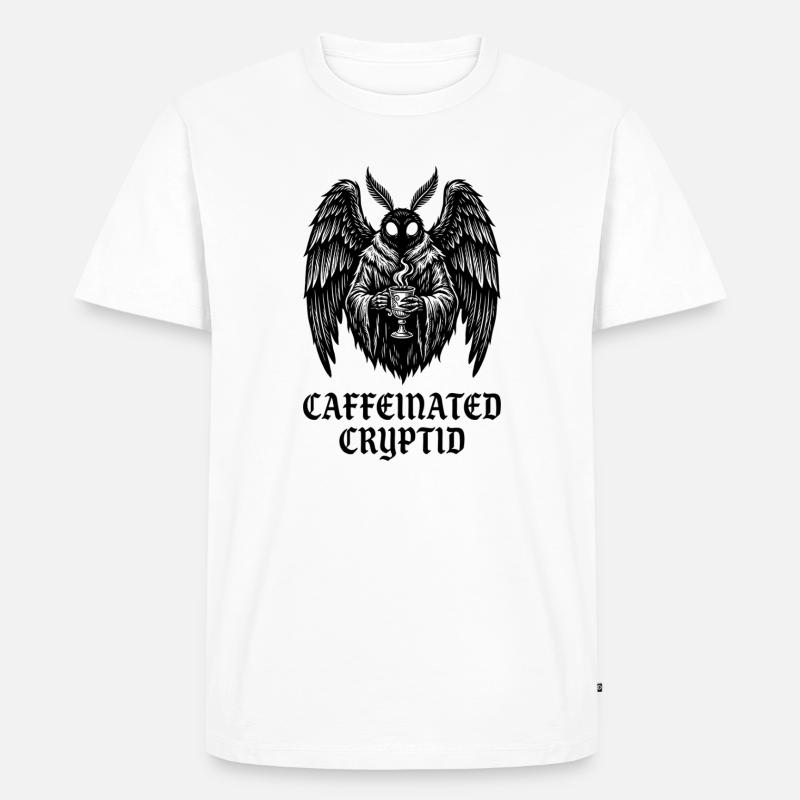 Koffeinhaltiger Kryptid-Mottenmann-Kaffee - Männer Premium Bio T-Shirt - Weiß
