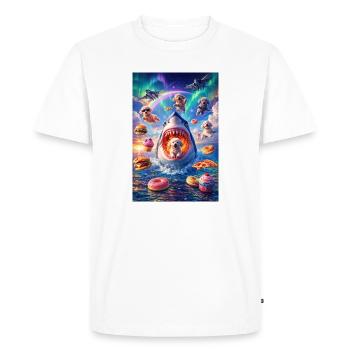 Shark with puppies and donuts fantasy surprise - Men's Premium Organic T-Shirt - white - Front - Nico (187cm)