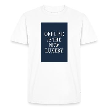 Offline is the New Luxury – Old Money Style - Men's Premium Organic T-Shirt - white - Front - Nico (187cm)