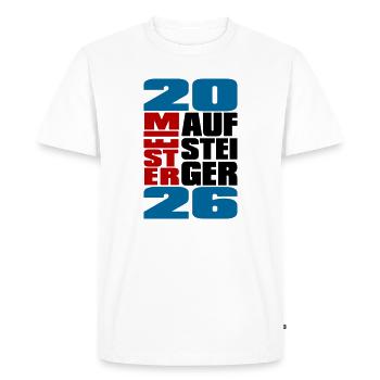 Champion et équipe promue 2026 - T-shirt Premium bio Homme - blanc - Devant - Nico (187cm)