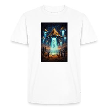 Alien UFO Pyramid Rocket - Men's Premium Organic T-Shirt - white - Front - Nico (187cm)