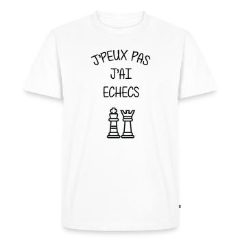 J'peux pas J'ai Échecs Humour Club - T-shirt Premium bio Homme - blanc - Devant - Nico (187cm)