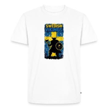 Vikings suédois – Guerrier viking Drapeau suédois Distr - T-shirt Premium bio Homme - blanc - Devant - Nico (187cm)
