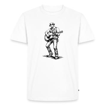 Vintage Guitarist Noir Illustration - Men's Premium Organic T-Shirt - white - Front - Nico (187cm)