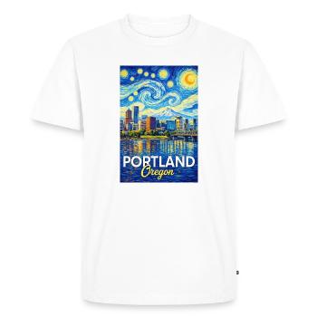 Portland, Oregon - Men's Premium Organic T-Shirt - white - Front - Nico (187cm)