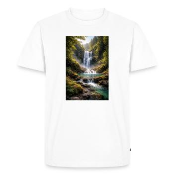 Greenery by the waterfall - Men's Premium Organic T-Shirt - white - Front - Nico (187cm)