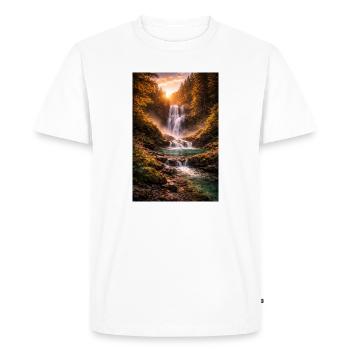 Waterfall in the evening sun - Men's Premium Organic T-Shirt - white - Front - Nico (187cm)