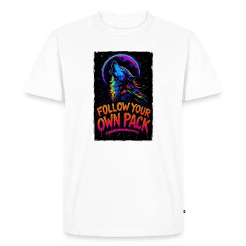 Alpha Wolf Multicolor Design Follow Your Own Pack - Men's Premium Organic T-Shirt - white - Front - Nico (187cm)