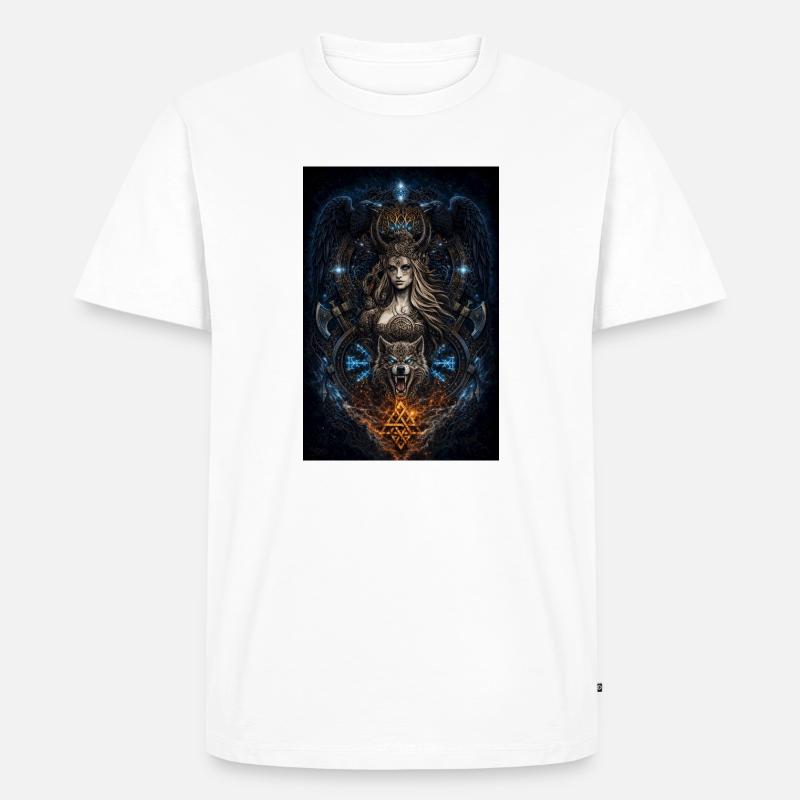 Wikinger Freya Hugin & Munin Wolf Runen - Männer Premium Bio T-Shirt - Weiß