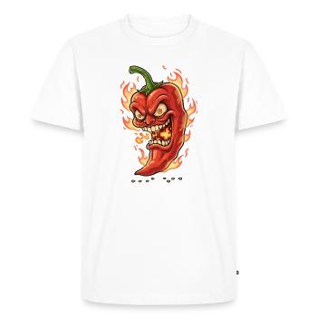 Visage de piment flamboyant - T-shirt Premium bio Homme - blanc - Devant - Nico (187cm)