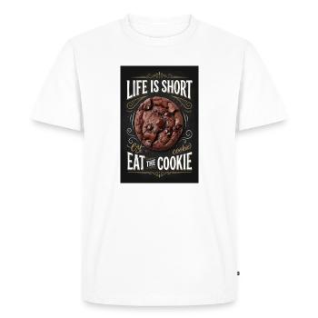 Life Is Short Eat The Cookie - Men's Premium Organic T-Shirt - white - Front - Nico (187cm)