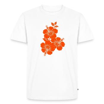 Orange Hibiscus Triple Flower Silhouette - Men's Premium Organic T-Shirt - white - Front - Nico (187cm)