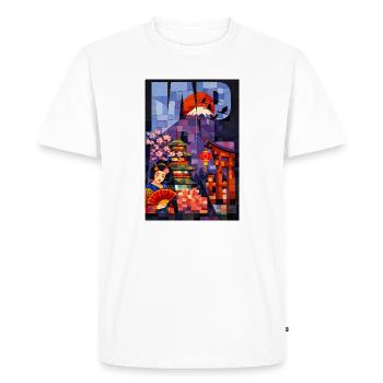 Japon Illustration Artistique – Mont Fuji Soleil - T-shirt Premium bio Homme - blanc - Devant - Nico (187cm)