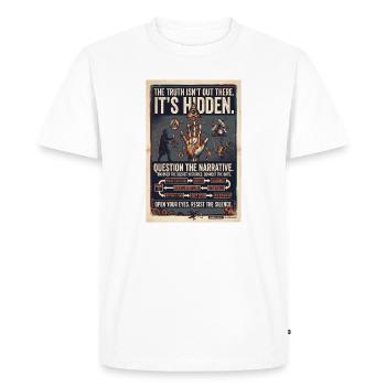 Hidden Truths: Retro Conspiracy Poster - Men's Premium Organic T-Shirt - white - Front - Nico (187cm)