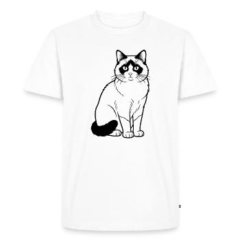Chat Raquette - T-shirt Premium bio Homme - blanc - Devant - Nico (187cm)