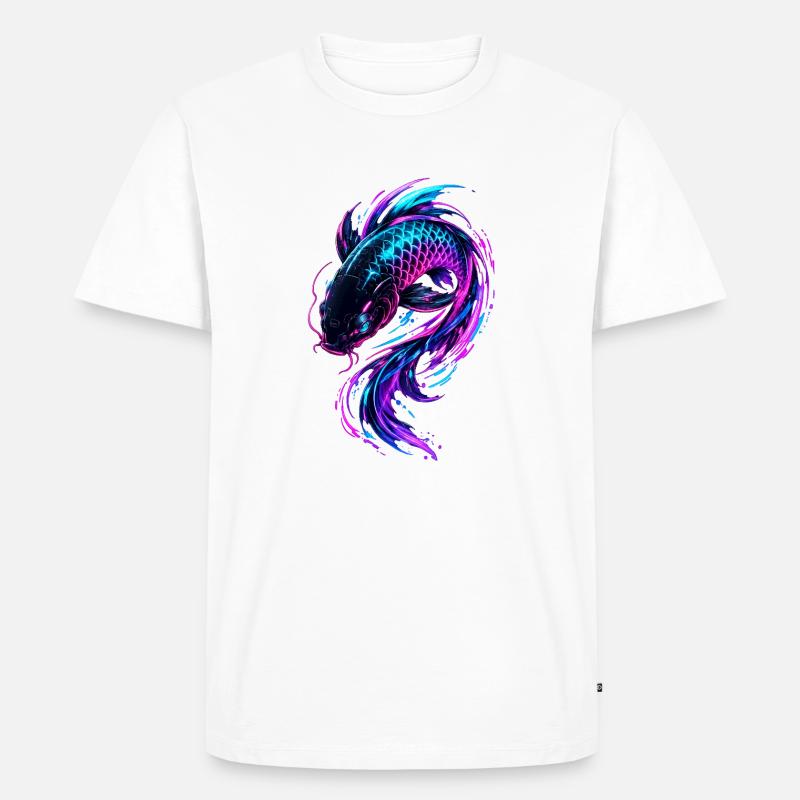 Neon Koi Flow - Männer Premium Bio T-Shirt - Weiß