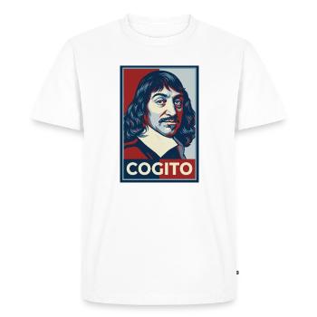Descartes Cogito Pop Art Portrait - Men's Premium Organic T-Shirt - white - Front - Nico (187cm)
