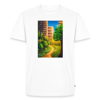 Route verte entre les gratte-ciel - T-shirt Premium bio Homme - blanc - Devant - Nico (187cm)