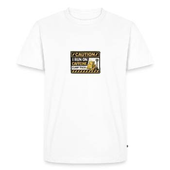 Patch de chariot élévateur alimenté à la caféine - T-shirt Premium bio Homme - blanc - Devant - Nico (187cm)