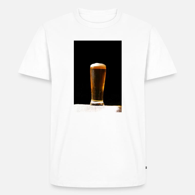 Bierglas Abendlicht - Männer Premium Bio T-Shirt - Weiß