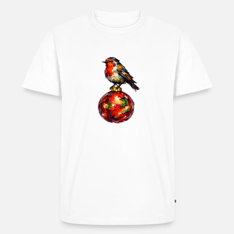Vogel auf Weihnachtskugel - Männer Premium Bio T-Shirt - Weiß