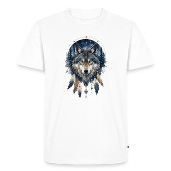 Motif mystique low poly du loup - T-shirt Premium bio Homme - blanc - Devant - Nico (187cm)