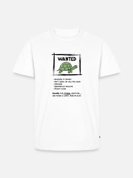 Wanted Schildkröte – Lustiges Tiermotiv - Männer Premium Bio T-Shirt - Weiß