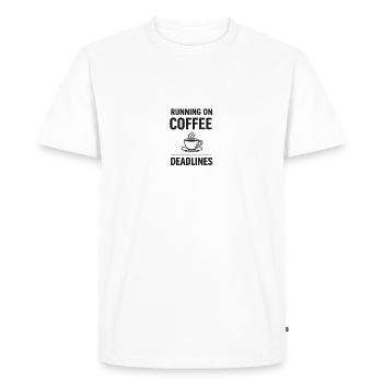 Tourner sur le café et les délais - T-shirt Premium bio Homme - blanc - Devant - Nico (187cm)