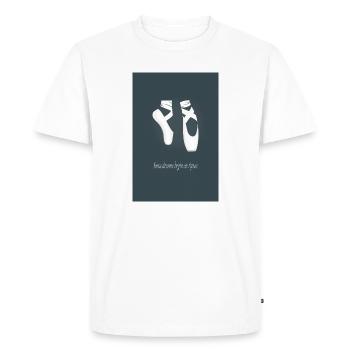 Ballet Poster – Some Dreams Begin on Tiptoe - Men's Premium Organic T-Shirt - white - Front - Nico (187cm)