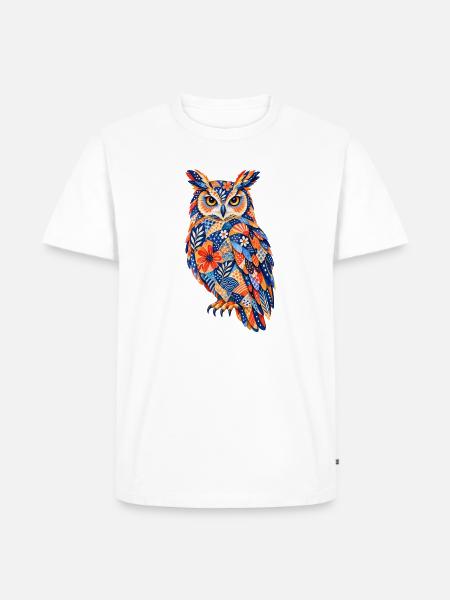 PatchworkEule Farbenpracht - Männer Premium Bio T-Shirt - Weiß
