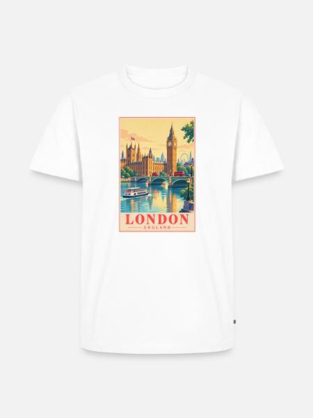 London Retro-Poster Skyline - Männer Premium Bio T-Shirt - Weiß