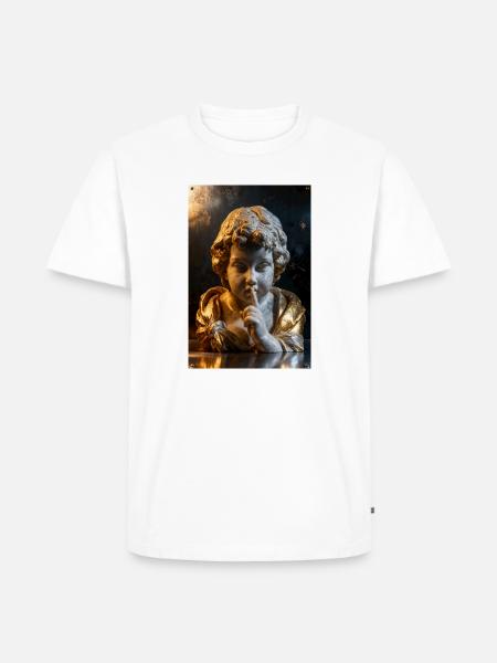 Flüsternder Cherub im goldenen Schein - Männer Premium Bio T-Shirt - Weiß