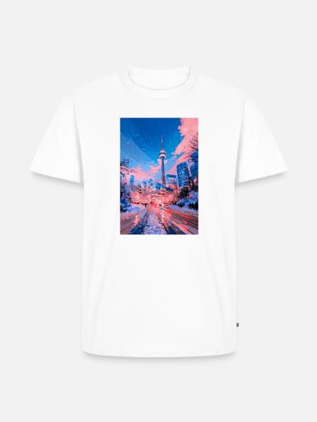 Neon Snow City Toronto - Männer Premium Bio T-Shirt - Weiß