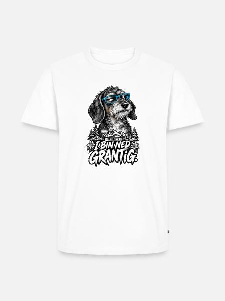 Grantiger Hund mit Brille - Männer Premium Bio T-Shirt - Weiß