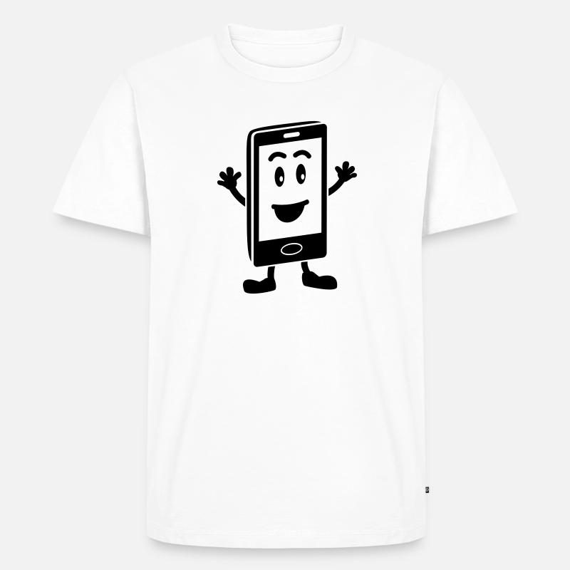 Handy smiley - Männer Premium Bio T-Shirt - Weiß