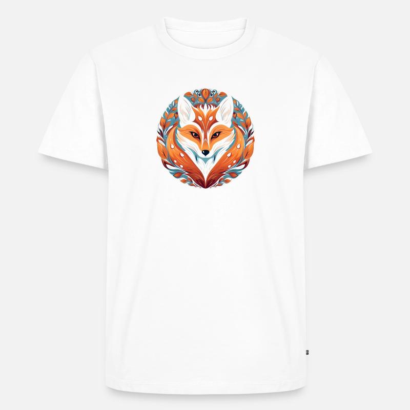 Fuchs Illustration im stilvollen Blattdesign - Männer Premium Bio T-Shirt - Weiß