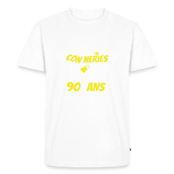 connerie 90 ans / cadeau anniversaire 90 ans - T-shirt Premium bio Homme - blanc - Devant - Nico (187cm)