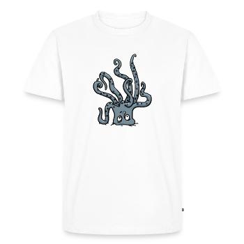 Posture de tête de pieuvre - T-shirt Premium bio Homme - blanc - Devant - Nico (187cm)