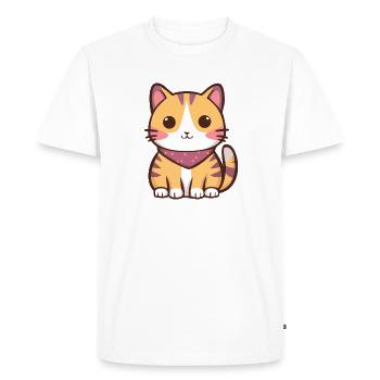 Cats Kawaii - cute cat with bandana - Men's Premium Organic T-Shirt - white - Front - Nico (187cm)