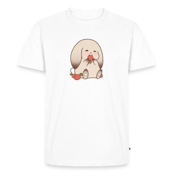 Adorable Bunny Nibbling Strawberries - Men's Premium Organic T-Shirt - white - Front - Nico (187cm)