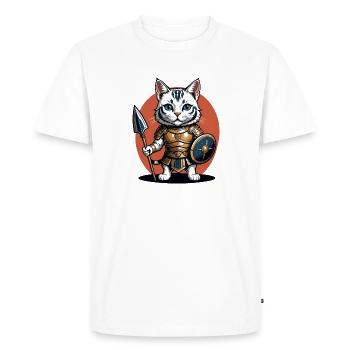 Cat Roman Warrior Cat Gift - Men's Premium Organic T-Shirt - white - Front - Nico (187cm)