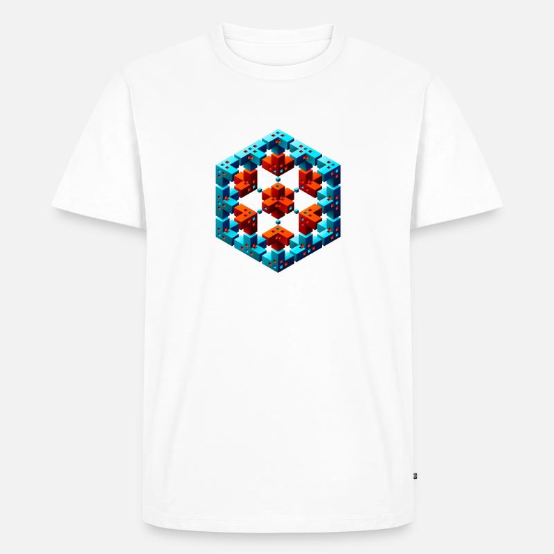 CUBE STAR 02 - Männer Premium Bio T-Shirt - Weiß