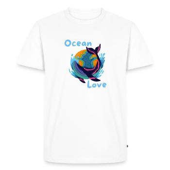 Mer Amour Océan Natation Animaux Terre - T-shirt Premium bio Homme - blanc - Devant - Nico (187cm)