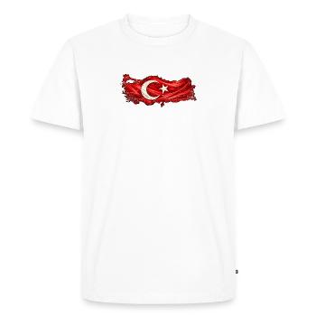 Fiery Turkey Flag - Men's Premium Organic T-Shirt - white - Front - Nico (187cm)