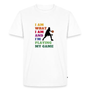 L’amour du basket-ball. Basketball - Mon jeu, mon jeu - T-shirt Premium bio Homme - blanc - Devant - Nico (187cm)