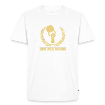 Eisen macht - Kettlebell - Männer Premium Bio T-Shirt - Weiß - Vorne - Nico (187cm)
