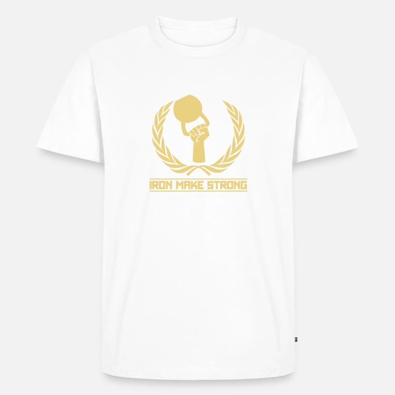 Iron Make Strong - Kettlebell - Men's Premium Organic T-Shirt - white