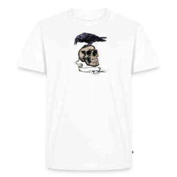 Raven Skull - Men's Premium Organic T-Shirt - white - Front - Nico (187cm)